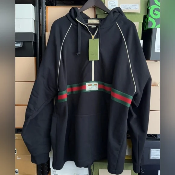 Gucci Black Half Zip Hoodie Nice Durable Materials & Craftsmanship New Men's 2XL - Picture 5 of 5
